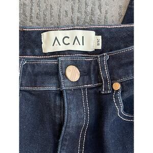 Acai Jeans Womens 26 R Indigo Blue Stretch Outdoor Mum Jeans Tapered Leg